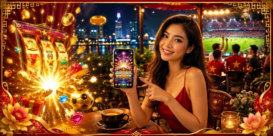 Người chơi Hà Nội trải nghiệm slot game tại quán cà phê với điện thoại trên tay