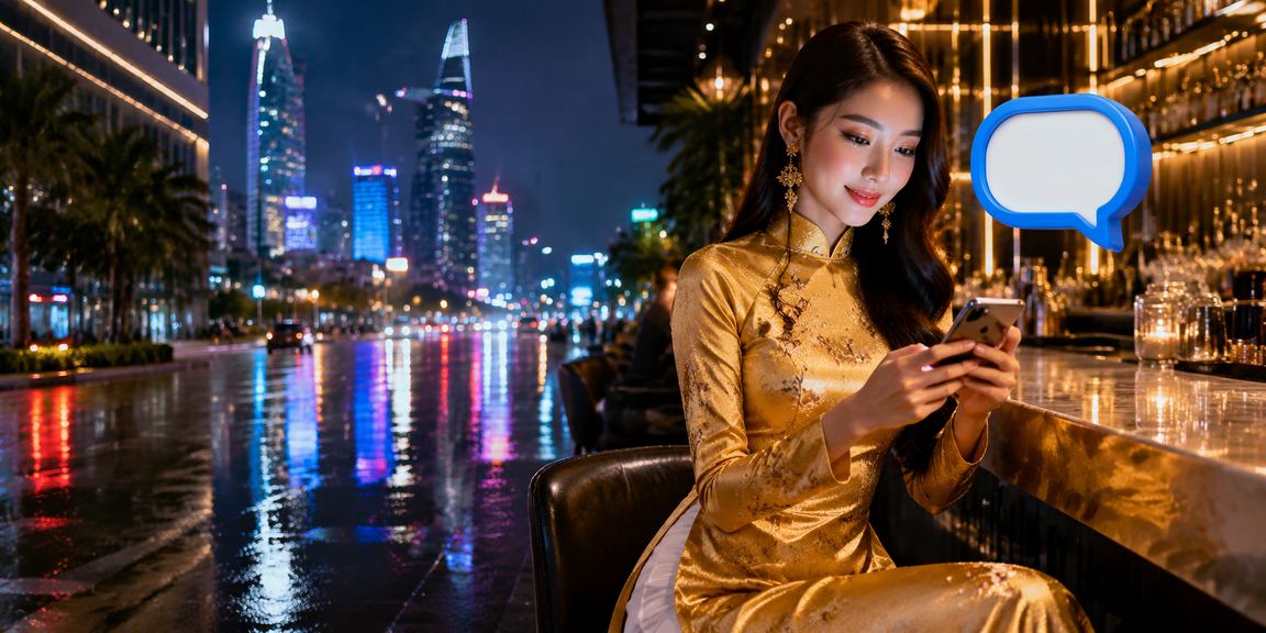 Người dùng TP.HCM mặc áo dài trải nghiệm đặt cược di động tại không gian hiện đại